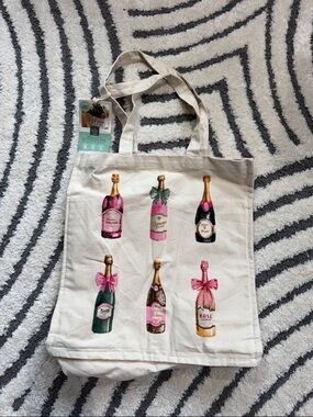 Eco Ciroa Canvas Tote Bag with Champagne Bottle Print